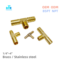 Offre Spéciale – Raccord en T en laiton NPT BSPT 3/4'' avec filetage mâle et raccord cannelé pour tuyau d'air/de jardin