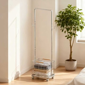 Cesto de Ropa Portátil con Ruedas, Tendedero Vertical para Ropa, Uso en Interiores y Balcones, Forma Rectangular - Product Image 3