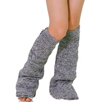 2026 Haute Qualité Leggings en Acrylique pour Femme, Bas Tricotés au Genou, Jambières Grises Vintage