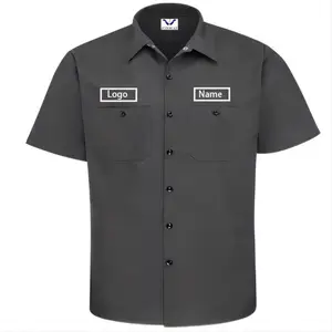 Fabrieksaanbod Korte Mouw Industriële Custom Monteur Werk Shirts Voor Mannen