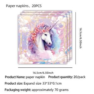 Juego de Vajilla Desechable con Temática de Unicornio para Cumpleaños, Decoración para Fiestas, Vajilla de Papel - Product Image 3