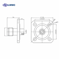 Connecteur femelle SMA plaqué or LWMC à souder pour câble semi-flexible et semi-rigide de 0,086 pouce, montage sur bride à 4 trous (IP67), corps en SUS303