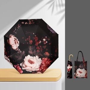 Paraguas con Mango Dorado, Personalizable OEM, Protección UV, Reforzado, Doble Uso para Sol y Lluvia, Portátil, Plegable - Product Image 1