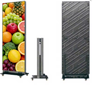Affiche LED 1920*640mm sur pied pour intérieur, écran numérique P1.25 avec haut-parleur et amplificateur intégrés, cadre en aluminium noir - Product Image 1