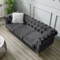 Petit appartement de luxe américain Canapé en velours vert foncé pour trois personnes Combinaison moderne simple de fermeture à glissière Tissu éponge carré pour