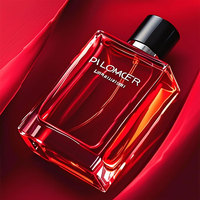 Logo de marque personnalisé Bouteilles de parfum en verre rectangle bleu avec couvercle doré Vaporisateur coloré Conteneur luxueux à remplissage facile