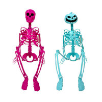 Squelettes géants articulés en plastique imprimés en typographie, décoration d'Halloween, accessoire de maison hantée extérieure, effrayant
