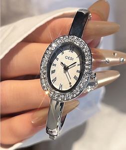 Reloj de Pulsera Ovalado de Lujo, Analógico, con Diamantes, de Alta Gama, para Mujer, de Cuarzo - Product Image 1