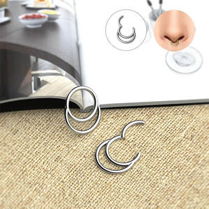 Anneaux de nez en titane ASTM F136, doubles anneaux sexy pour l'oreille, cartilage, <span class=keywords><strong>tragus</strong></span>, <span class=keywords><strong>piercing</strong></span> nasal, bijoux de mode, cadeaux pour femmes - Product Image 5