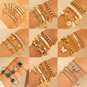 Mylove Đồ Trang Sức Bán Buôn Phụ Nữ Vòng Đeo Tay Bộ 4Pcs 6 Mảnh Hợp Kim Vòng Đeo Tay Chuỗi Thời Trang Bangles Bộ Pulseras Mujeres - Product Image 1