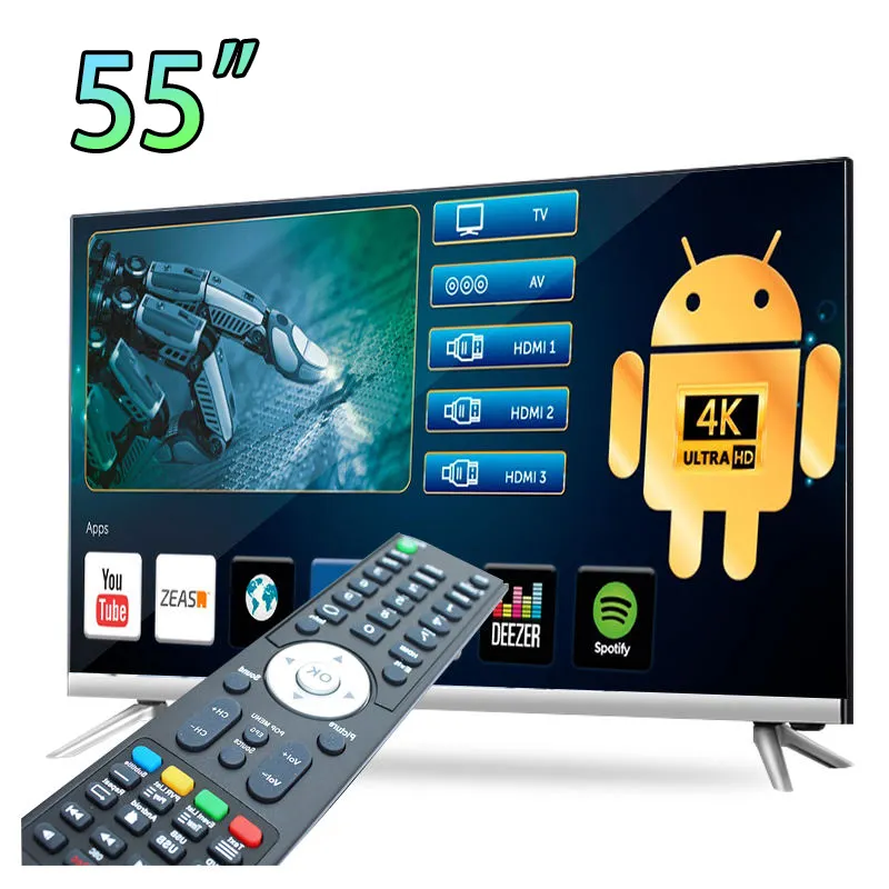 ผู้ผลิตทีวีแบบไม่มีกรอบ4K Uhd 65 "43" 55 "50" 32 "65 55 50 32นิ้ว Pulg Ultra Full Hd โทรทัศน์ Led Android สมาร์ททีวี