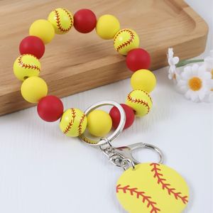 Cartoon <b>Silicone</b> <b>Beaded</b> Key Wrist Ornament Basketball Football Volleyball Pendant Sports Style Fashion Keychain - Product Image 2