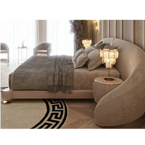 Hotel di lusso moderno <span class=keywords><strong>tessuto</strong></span> imbottito <span class=keywords><strong>letto</strong></span> <span class=keywords><strong>matrimoniale</strong></span> King Queen letti <span class=keywords><strong>in</strong></span> legno con Semi rotondo <span class=keywords><strong>testiera</strong></span> <span class=keywords><strong>per</strong></span> camera da <span class=keywords><strong>letto</strong></span> - Product Image 6