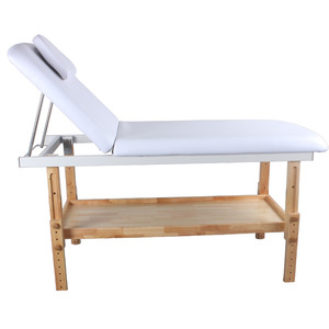Cama de masaje de madera Dongpin Beauty de 186x70cm, ajustable, con estante de almacenamiento para uso en spa o salón de belleza. - Product Image 5