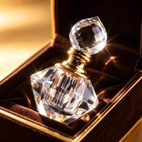 Boîte d'emballage personnalisée de luxe vide pour flacon d'huile essentielle d'attar arabe de 1 ml, en verre transparent décoratif, cristal, Oud