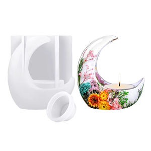 Bougies parfumées 3D en forme de lune, pot de bougie en plâtre, ornements en résine de ciment, moule en silicone pour artisanat - Product Image 1