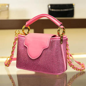 Sac à bandoulière en cuir pour femme à prix avantageux, sac à main bandoulière, sac de soirée, sac de luxe pour femme orné de diamants - Product Image 6