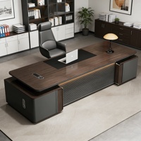 LBZ-156X Chaise de bureau de direction combinée, bureau laqué haut de gamme de luxe léger, en forme de L avec cloison, style moderne et épuré, pour PDG