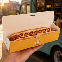 Proveedor Chino de Cajas Plegables Resistentes para Hot Dogs, Diseño Personalizado al por Mayor, Contenedores Desechables Antigrasa para Snacks