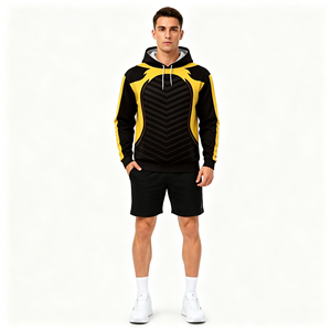 Felpa con Cappuccio Unisex Personalizzata ODM in Poliestere con Stampa Sublimatica 3D e Tasca, Design a Chevron con Motivo <span class=keywords><strong>Lupo</strong></span> per Abbigliamento Streetwear - Product Image 2