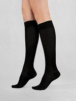 Chaussettes longues pour femmes en coton peigné doux, hauteur genou, sans couture, noires, blanches, grises, bleu marine, marron, lot de 3