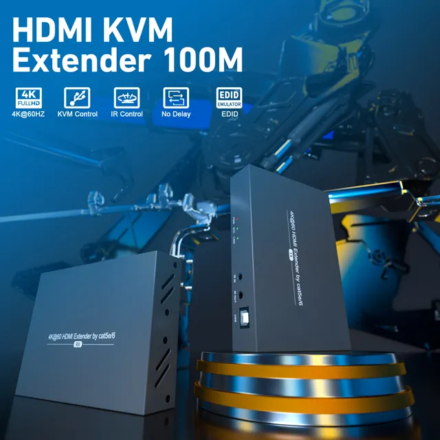 Hdmi วิดีโอ Kvm Extender สนับสนุน Ir 4K 60Hz 100M 60M 30M Cat6เครื่องส่งสัญญาณและตัวรับสัญญาณ Hdmi