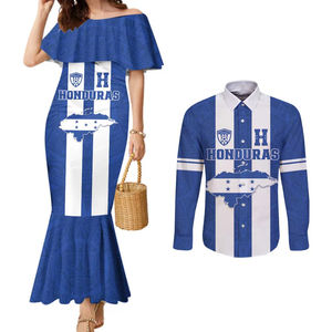 Día De La Independencia De Honduras Parejas A Juego Vestido De Sirena Y Camisa De Botones <span class=keywords><strong>Ropa</strong></span> De Mujer - Product Image 2