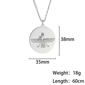 Acier inoxydable Iranien Persan Farvahar Collier Zoroastrien Pendentif Ahura Mazda Religieux Collier Bijoux Cadeaux pour Femmes Hommes - Product Image 6