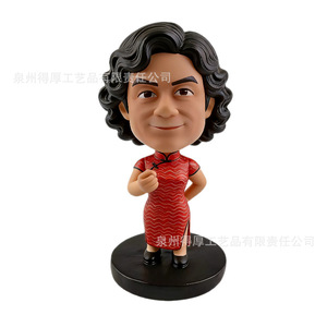 Red Cheongsam <b>Bobblehead</b> Ornament Traditional Chinese Style Desktop Decoration For Living Room Chinese New Year Gift - Product Image 1