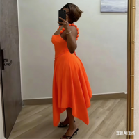 Ensemble deux pièces pour femmes de style européen et américain, Nouvelle collection Printemps 2026, style doux et frais, couleur unie, comprenant une camisole sans col et une jupe taille haute