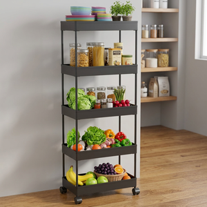 Cesta de Frutas Metálica de Dos Niveles, Organizador de Cocina Rectangular, Diseño Minimalista, Color Negro - Product Image 6