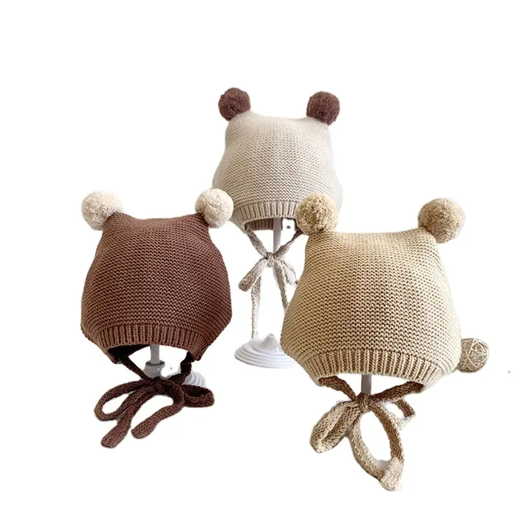 Winter Hats Infant Infant Kids Babu Girls Boys Winter Warm Knitting 3D Ear Knitting Pullover Hat Toddler Casual Cute Comfortable Accessories 3-16M
