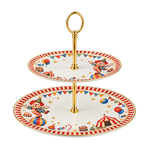 Plateau <span class=keywords><strong>de</strong></span> service à 2 niveaux en céramique, motif clown <span class=keywords><strong>de</strong></span> <span class=keywords><strong>cirque</strong></span>, pour desserts, fruits et biscuits, idéal pour la décoration <span class=keywords><strong>de</strong></span> table <span class=keywords><strong>de</strong></span> fête - Product Image 1