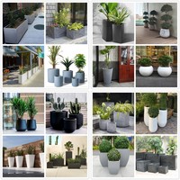 Pots de jardin et jardinières ronds en fibre de verre, grandes jardinières d'extérieur modernes, moules en fibrociment pots de fleurs