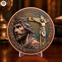 Pièce de monnaie en cuivre rouge en gros, 1 once, .999 Cuivre fin, Pièce de défi Croix de Jésus pour collection ou cadeau
