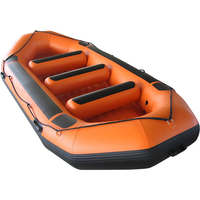 Material de casco de PVC, piso de punto de caída, balsa de agua de color amarillo inflable, barco de pesca, rafting