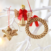 Ensemble de décorations en paille pour Noël, étoile, flocon de neige, cœur, ange, fleur, anneau, chèvre, ornements en paille nordiques du Danemark et de Norvège