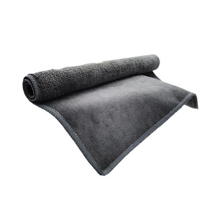 Serviette de nettoyage de voiture en microfibre 30x60 cm, grise, en polaire corail double face, pour le detailing intérieur automobile - Product Image 3