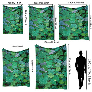 Manta de Franela con Diseño de Trébol de Cuatro Hojas, Manta para Siesta, Lavable a Máquina, Resistente a la Decoloración, para Cama, Sofá, con Impresión Personalizada YH-MT - Product Image 5