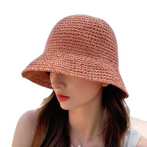 Sombrero de Paja para Mujer, Ala Ancha, Estilo Coreano, Protección Solar, para Playa, Verano, Tejido, Color Caqui, Negro, Beige, Ladrillo - Product Image 5