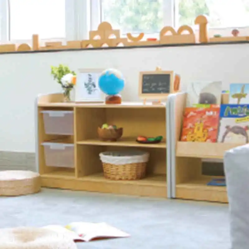 Ahşap kreş mobilyaları oyuncak depolama dolabı Montessori okul öncesi ekran organizatör ahşap oyuncaklar dolap çocuk için