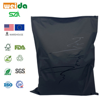 Sac à fermeture éclair noir personnalisé pour vêtements, biodégradable et réutilisable, emballage pour vêtements et chaussures avec logo imprimé en gravure, boutique OEM
