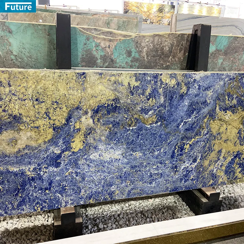 Jingtai blue Precious and luxurious stone Background wall Hotel floor bar counter Villa decoration natural marble