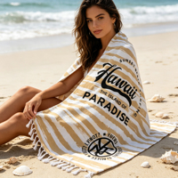 Wholesale Custom Personalized High-quality 100% Cotton Printed Sand Free Portable Luxury Turkish Beach Towel
