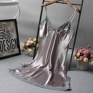 Camisón Sexy de Satén Suave para Mujer, Lencería de Encaje, Ropa de Dormir de Color Sólido, Vestidos Cortos Envolventes para Mujer - Product Image 2