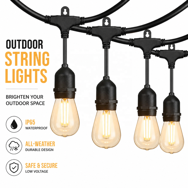 S14 Outdoor String Lights Waterproof IP65 LED Bulb Festoon Light Heavy Duty Garden Patio String Lighting 110V 220V for Garden