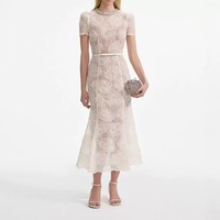 Nouvelles arrivées Bettergirl Ramadan 2026 : Robe longue élégante en mousseline de soie et dentelle, taille cintrée, avec jupe à volants et fleurs en 3D.