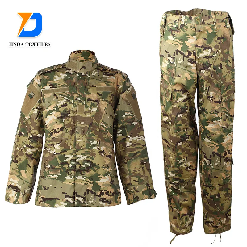 Jinda TC-tela de poliéster y algodón con estampado de rip stop, uniformes de camuflaje