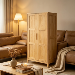Scandinavian Wooden <b>Wardrobe</b> Shaker Doors Hinged Solid Wood Freestanding Modern Bedroom Furniture - Product Image 1