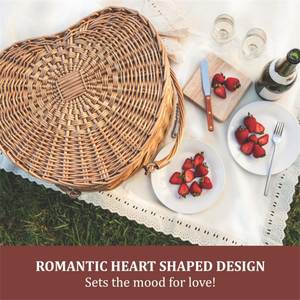 <span class=keywords><strong>Cesta</strong></span> <span class=keywords><strong>de</strong></span> <span class=keywords><strong>Picnic</strong></span> en Forma <span class=keywords><strong>de</strong></span> Corazón, <span class=keywords><strong>Cesta</strong></span> <span class=keywords><strong>de</strong></span> Mimbre Romántica Tejida para Campamento, Fiestas al Aire Libre - Product Image 6